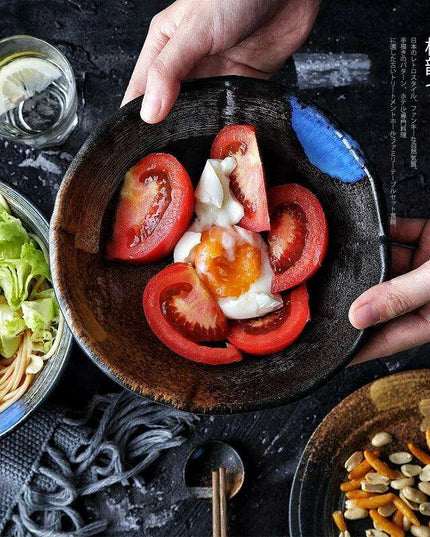 Exquisite Japanese-Inspired Ceramic Tableware Set - Frosted Bowls and Plates for Upscale Dining