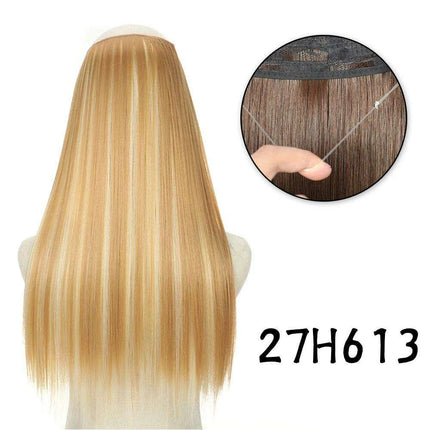 Blonde and Black Halo Hair Extensions for Effortless Volume and Length Boost