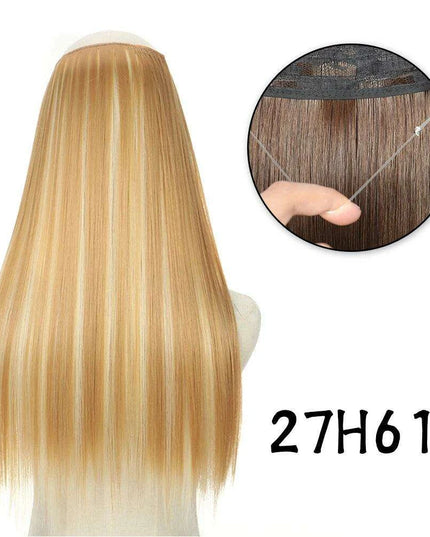 Blonde and Black Halo Hair Extensions for Effortless Volume and Length Boost