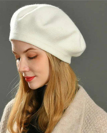 Elegant Cashmere Blend Beret - Trendy Winter Hat for Fashion-Forward Women