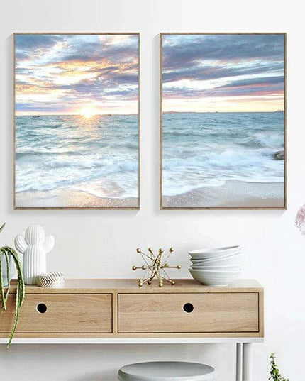 Coastal Serenity Sunrise Canvas Print - Ocean Waves Home Decor