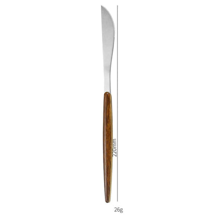 Luxurious Stainless Steel Cutlery Set with Elegant Wood Grain Handles
