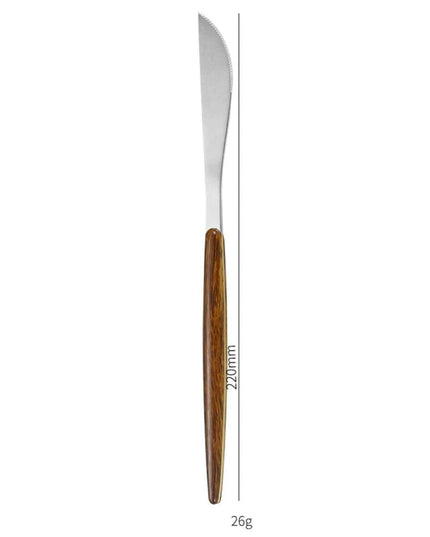 Luxurious Stainless Steel Cutlery Set with Elegant Wood Grain Handles
