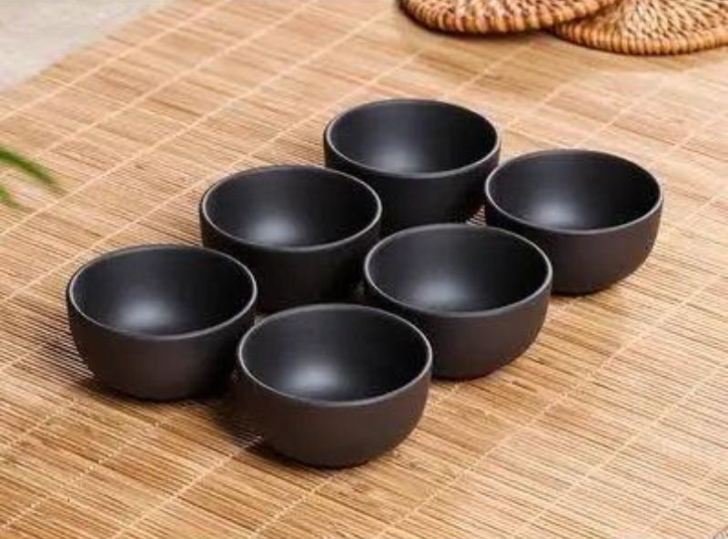 Handmade Artisan 6-Piece Purple Clay Tea Cup Collection for Tea Lovers