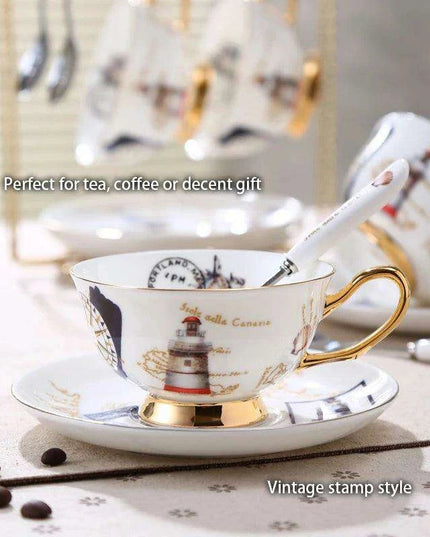 Elegant Bone China Tea and Coffee Service - Premium Porcelain Teapot, Creamer, Sugar Bowl, and Cups for Luxurious Teatime Gatherings