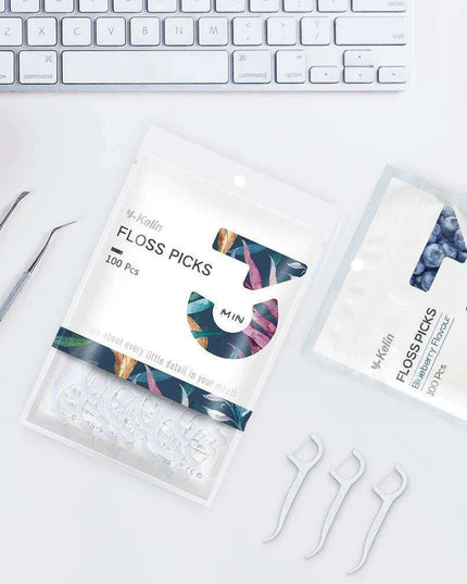 Y-Kelin 100 Count Premium Disposable Floss Picks for Superior Oral Care