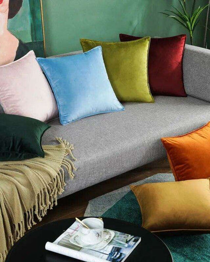 Plush Golden Velvet Pillow Cover Set - Perfect for Home, Vehicle, and Office Elegance