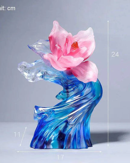 Artisan Crafted Colored Glaze Magnolia Blossom Glass Flower Collection