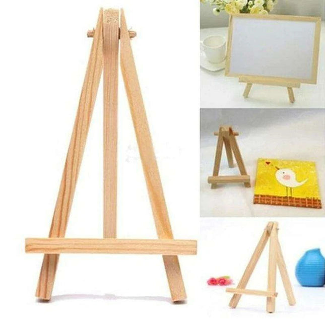 Charming Triangular Mini Wooden Easel Stand for Weddings and Events - 15x8cm Display Holder