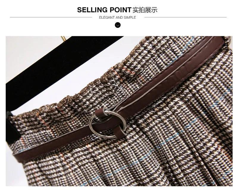 Timeless High-Waisted Plaid Maxi Skirt - Essential for Autumn-Winter