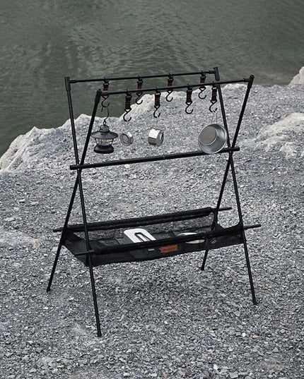 Compact Folding Aluminum Camping Cooking Rack and Organizer for Outdoor Fun