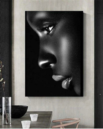 Graceful Elegance: Stunning Oil Painting of an African Woman with Luscious Lips