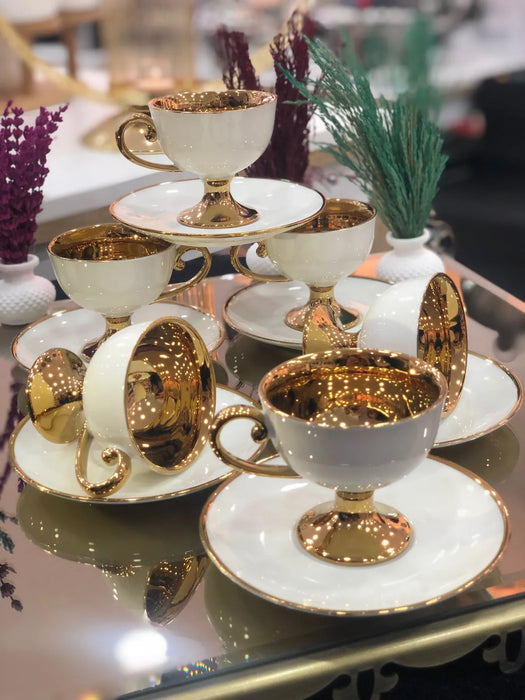 Elegant Porcelain Cup Set - 12-Piece Tea and Coffee Ensemble