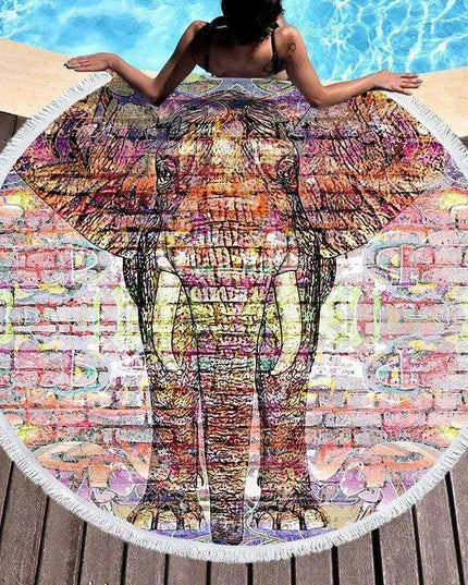 Bohemian Chic Round Microfiber Towel with Tassels - 150CM Luxe Beach Accessory