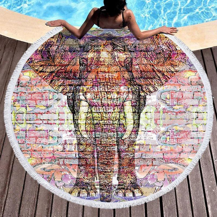 Bohemian Round Beach Towel with Tassel - Luxurious 150CM Microfiber Tapestry