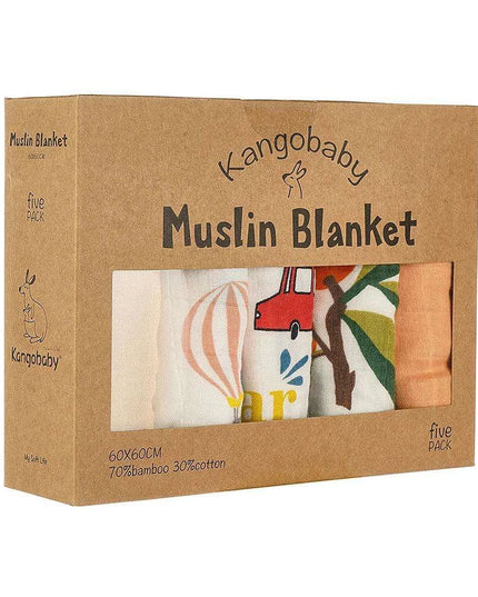 Kangobaby Luxurious 5-Piece Baby Blanket Set - Soft Bamboo Cotton Comfort for Your Baby