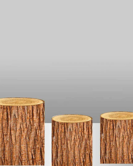 Customizable Wood Bark Elastic Fabric Cylinder Covers for Stunning Dessert Table Decor