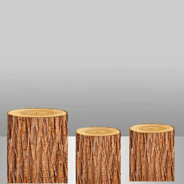 Customizable Wood Bark Elastic Fabric Cylinder Covers for Stunning Dessert Table Decor