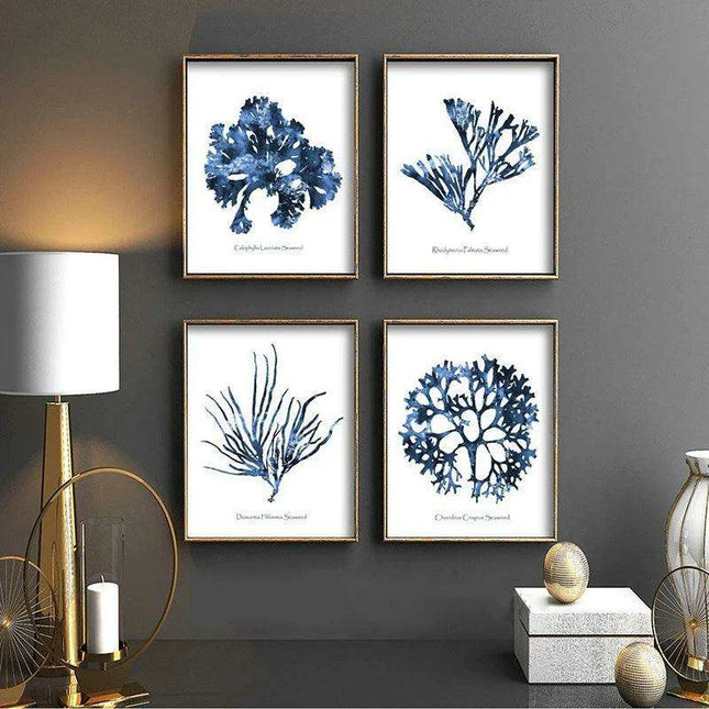 Tranquil Coastal Coral Watercolor Canvas Prints - Elegant Home Decor Art