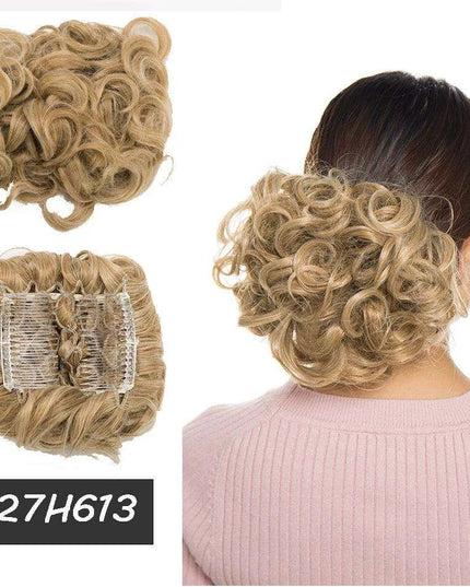Elegant Ombre Curly Chignon Hairpiece with Comb - High Heat Resistant Women's Extension