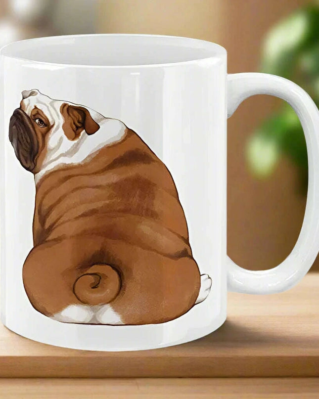 Charming English Bulldog Look Back Ceramic Coffee Mug - 11 OZ Whimsical Gift for Dog Lovers