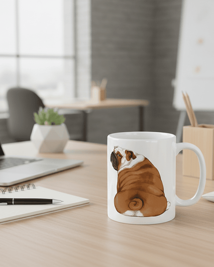 Charming English Bulldog Look Back Ceramic Coffee Mug - 11 OZ Whimsical Gift for Dog Lovers