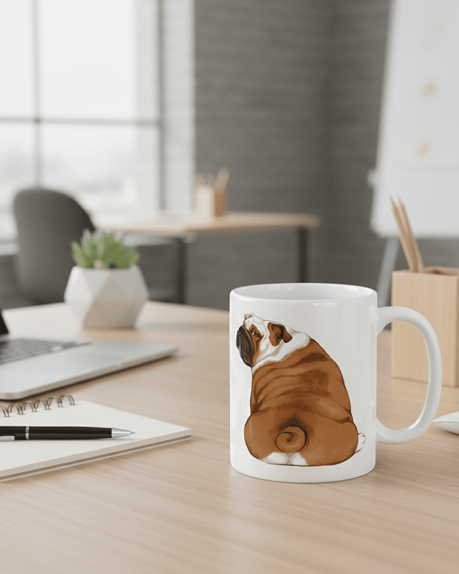 Charming English Bulldog Look Back Ceramic Coffee Mug - 11 OZ Whimsical Gift for Dog Lovers