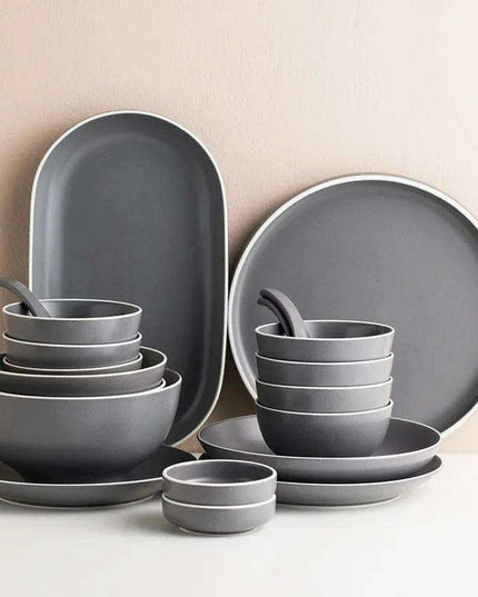 Elegant Customizable Gray Matte Ceramic Dining Collection for Memorable Gatherings