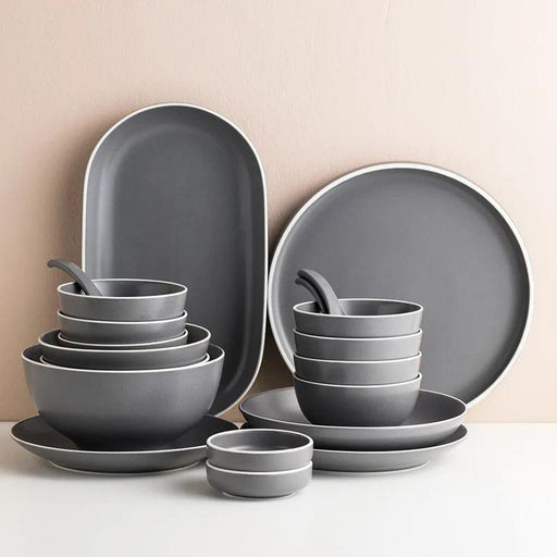 Elegant Customizable Gray Matte Ceramic Dining Collection for Memorable Gatherings