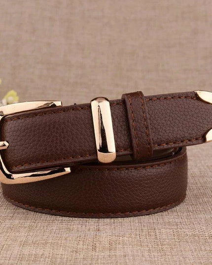 Chic Women's Leather Belt with Gold Buckle - Your Essential Style Upgrade