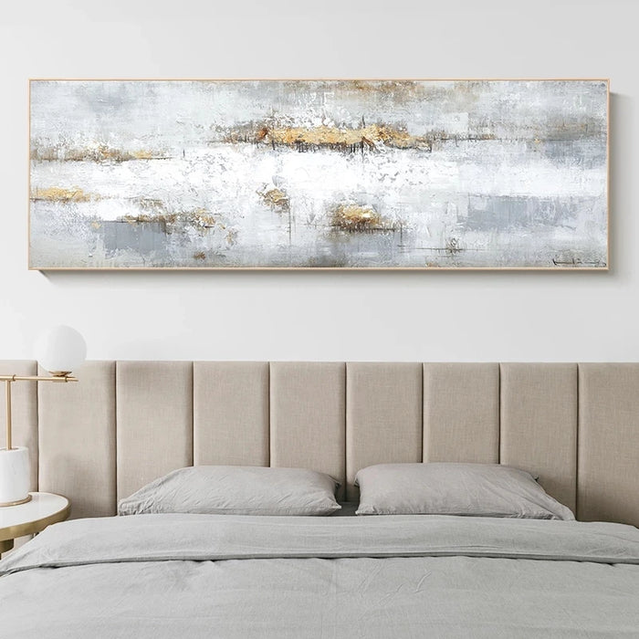 Elegant White Abstract Canvas Painting for Chic Living Room Decor - Contemporary Wall Art Print
