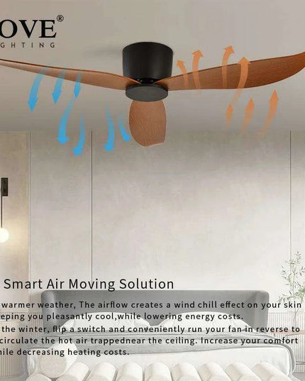 Modern Black and White Remote-Controlled Low Profile Ceiling Fan - 30W DC Motor - No Light - Sleek Design - 220V