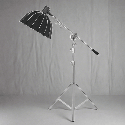 Professional Adjustable Stainless Steel Light Stand with Boom Arm & Sandbag - 2.49M Height