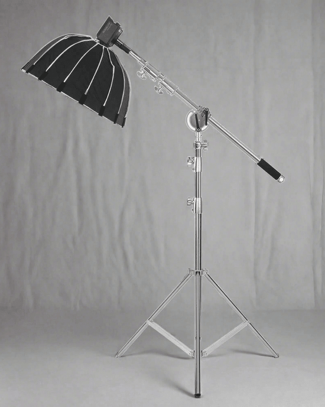 Professional Adjustable Stainless Steel Light Stand with Boom Arm & Sandbag - 2.49M Height