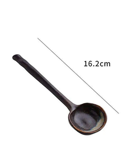 Sophisticated Long-Handled Japanese Ceramic Spoon for Soups, Ramen, and Rice - Essential Culinary Accessory
