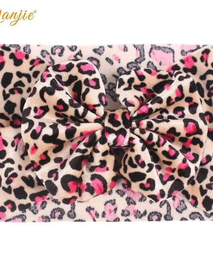 Leopard Print Velvet Headband and Hair Bow Set - Stylish Hair Accessories for Fashion-Forward Girls