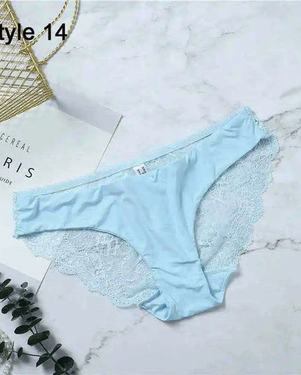 Women’s Leopard Print Lace Trim Seamless Cotton Panties - Breathable Ice Silk Lingerie