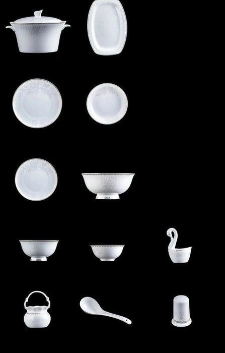 Elegant 60-Piece Fine China Dinnerware Set with Timeless Glaze and Impeccable Craftsmanship