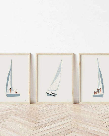 Serene Coastal Sailboat Canvas Art - Minimalist Nursery Decor for Calm Spaces