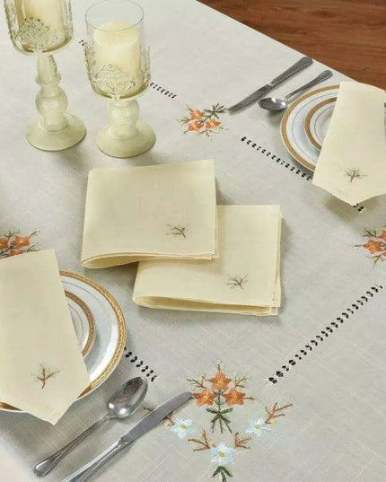 Sophisticated Beige Handcrafted Table Linen Set with Napkins for Luxurious Dining