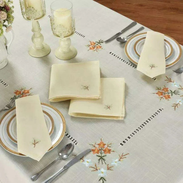Sophisticated Beige Handcrafted Table Linen Set with Napkins for Luxurious Dining