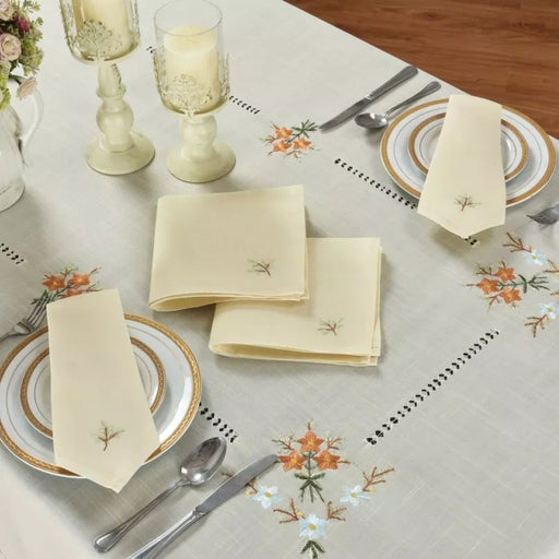Handcrafted Beige Tablecloth Set with 8 Napkins - Linen Look & Handmade