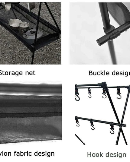 Compact Folding Aluminum Camping Cooking Rack and Organizer for Outdoor Fun