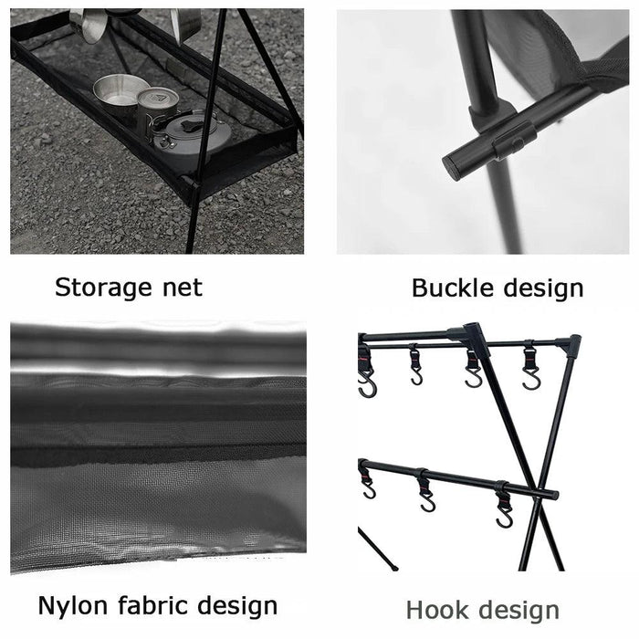 Compact Folding Aluminum Camping Cooking Rack and Organizer for Outdoor Fun