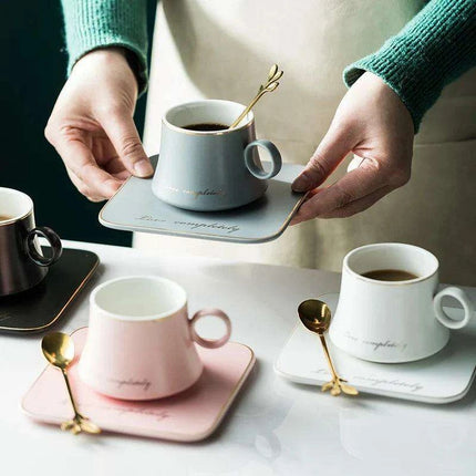 Luxurious European Porcelain Coffee Set with Gold Accents for a Refined Dining Experience