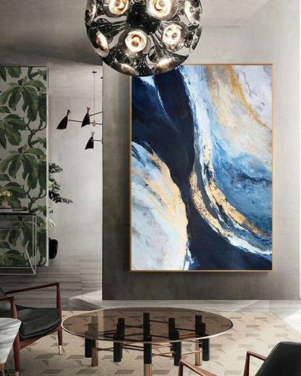 Tranquil Abstract Canvas Art in Nordic Blue - Stylish Modern Decor for Any Space