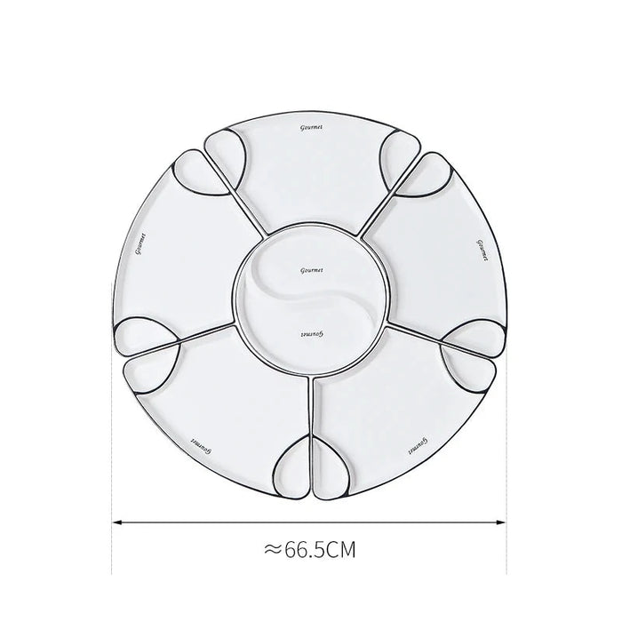 Elegant European Style Ceramic Dinner Plate Set - 8-Piece Crescent White Stackable Plates