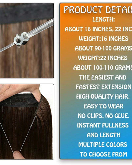 Blonde and Black Halo Hair Extensions for Effortless Volume and Length Boost