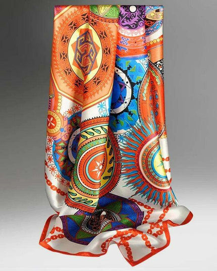 Chic Floral Silk Scarf - Luxurious 90x90cm Women's Neck Accessory