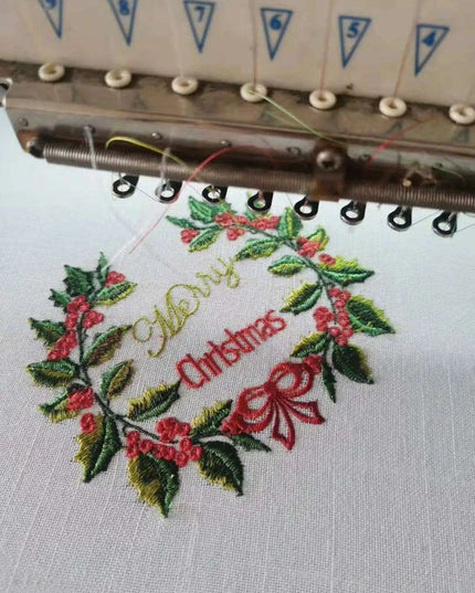 Personalized Holly Berries Embroidered Christmas Table Linen Set for Holiday Elegance